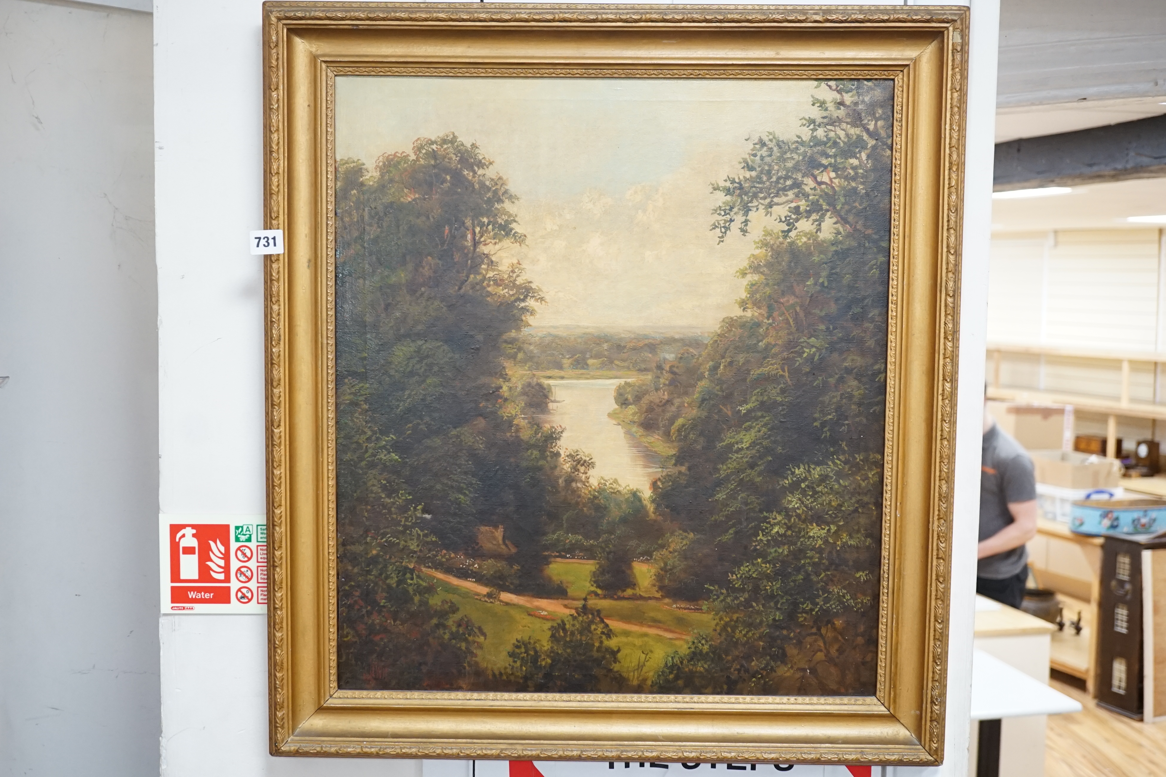 J. Lewis c.1900, oil on canvas, View of the Thames near Richmond, signed, 59 x 52cm